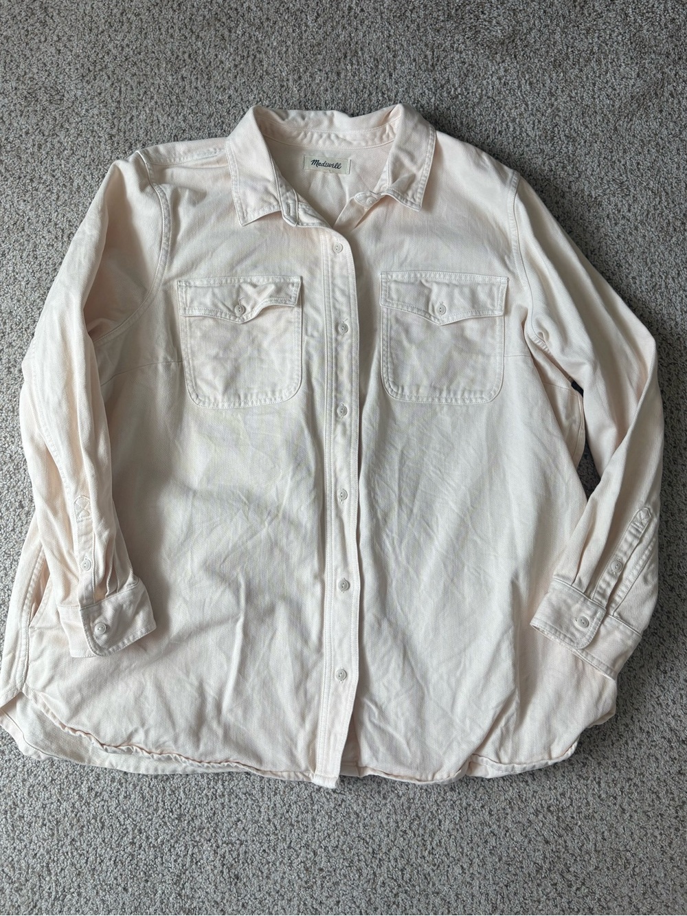 Madewell Work Shirt Button Down Cotton Off White Cream Western 2X